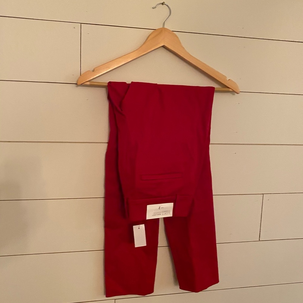 Loft Size 2 Holiday Red Skinny Ankle Pants